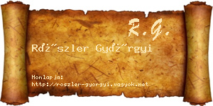 Röszler Györgyi névjegykártya